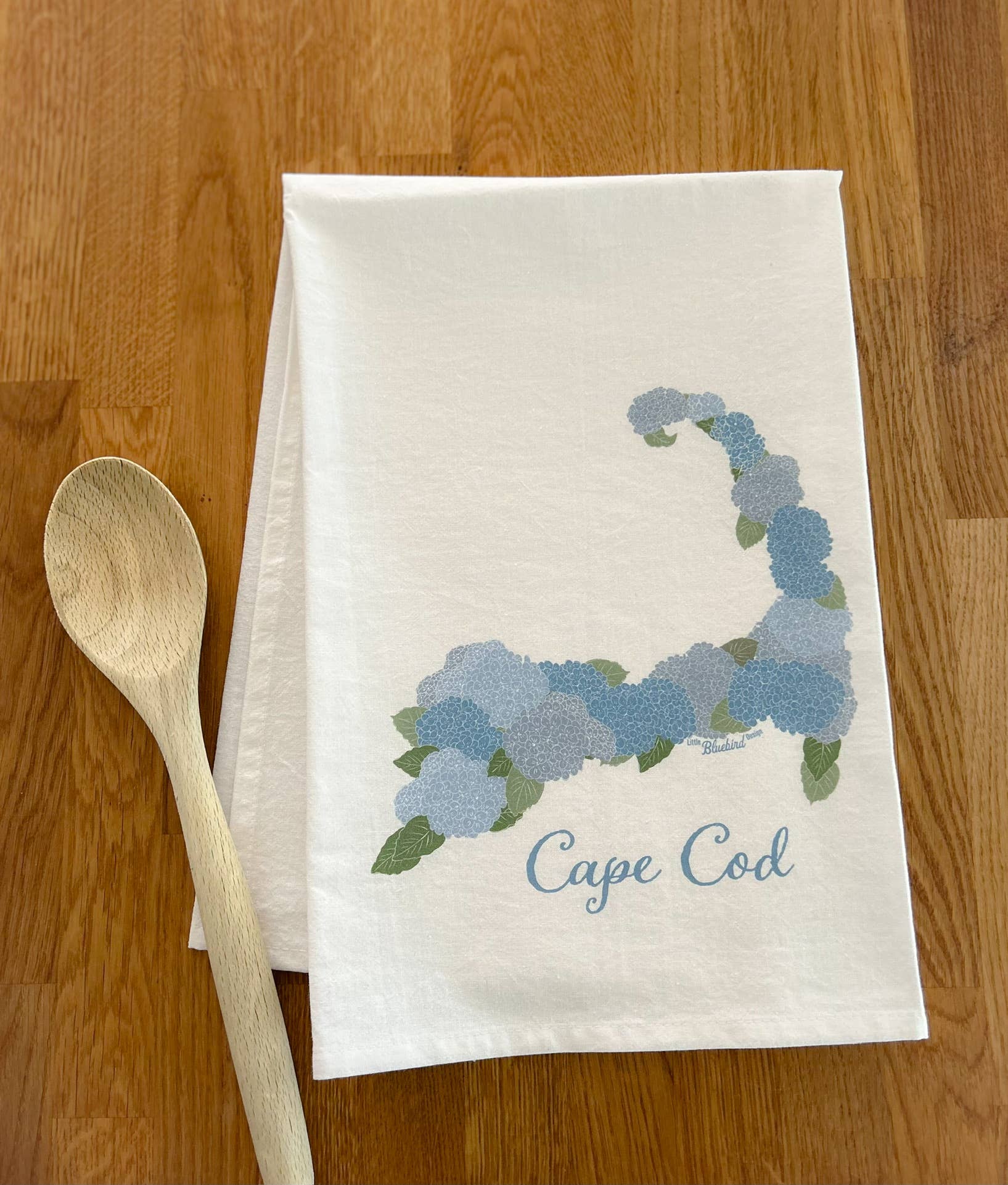 Cape Cod Hydrangea Map Tea Towel