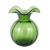 Floral Elegance: Dark Green Hibiscus  Medium Fluted Glass Vase