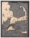 3-D Nautical Wood Chart of Cape Cod, Massachusetts