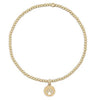 E Newton Classic Gold 2mm Bead Bracelet with Charm Options - Paw Print, Love, Blessed Disc, or Cross