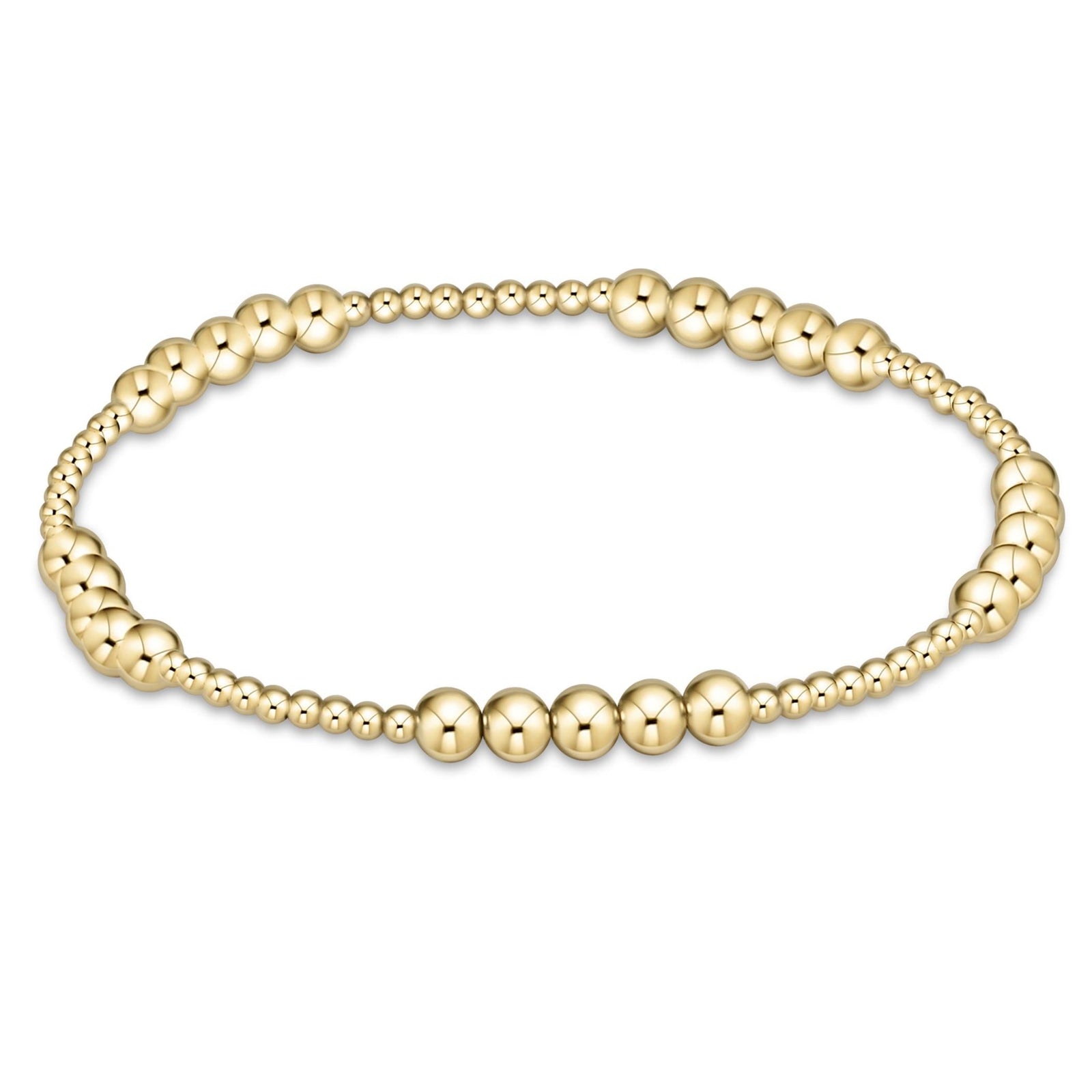 E Newton Classic Blissful Pattern 2mm Bead Bracelet - 4mm Gold