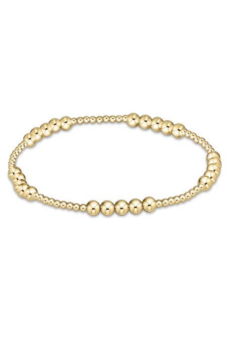 Classic Blissful Pattern 2mm Bead Bracelet - 4mm Gold