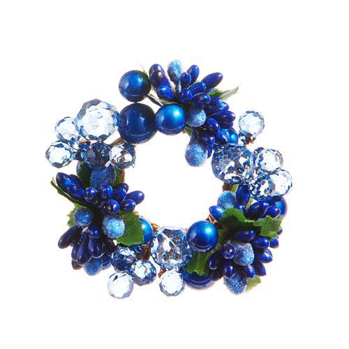 Blue Beaded/Crystal Candle Ring