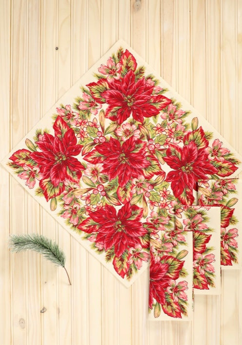Poinsetta Napkins Set
