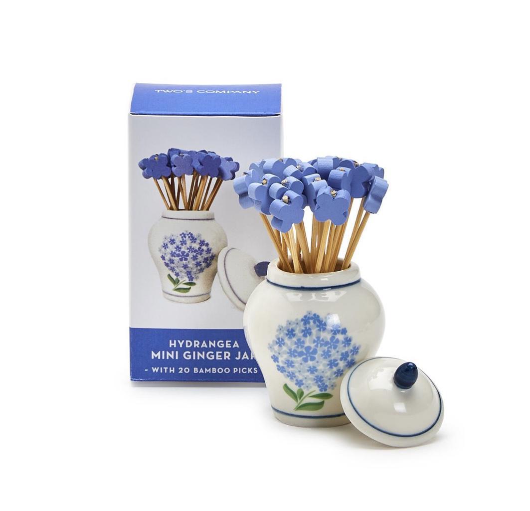 Hydrangea Ginger Jar w/ cocktail picks