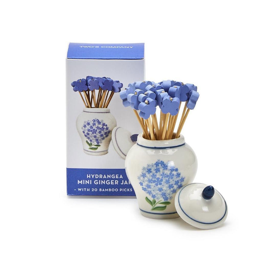 Hydrangea Ginger Jar w/ cocktail picks