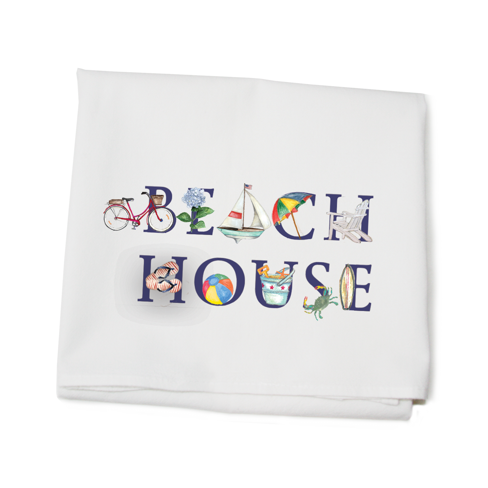Tina Labadini Beach House illustrated flour sack towel