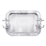 Mariposa Anchor Handled Tray. Hand-sculpted anchor handles in recycled aluminum. A stunning coastal serving tray and hostess gift from the High Seas Collection.

