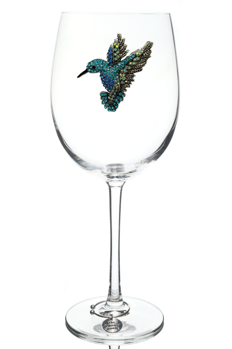 Hummingbird Jeweled  Stemmed Wine Glass
