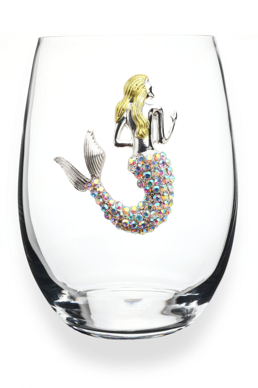 Mermaid Stemless Jeweled  Wine Glass
