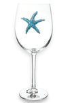 Jeweled Blue Starfish Stemmed Wine Glass