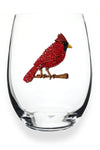 Jeweled Cardinal Stemless Wine Glass