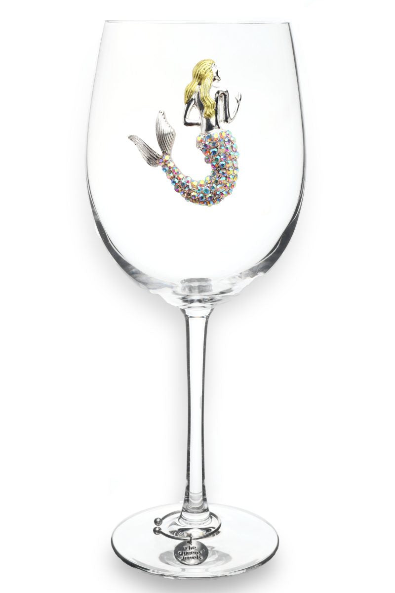 Mermaid Stemmed Jeweled Wine Glass