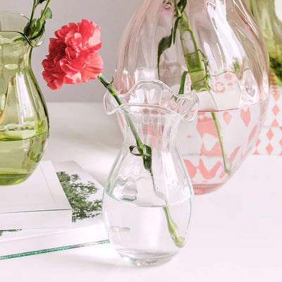 Hibiscus Vertical Fluted Small Vase- Clear