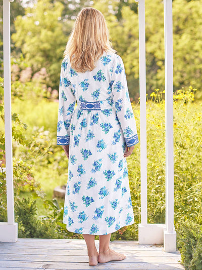 Maritime Bouquet Dressing Gown - Blue White