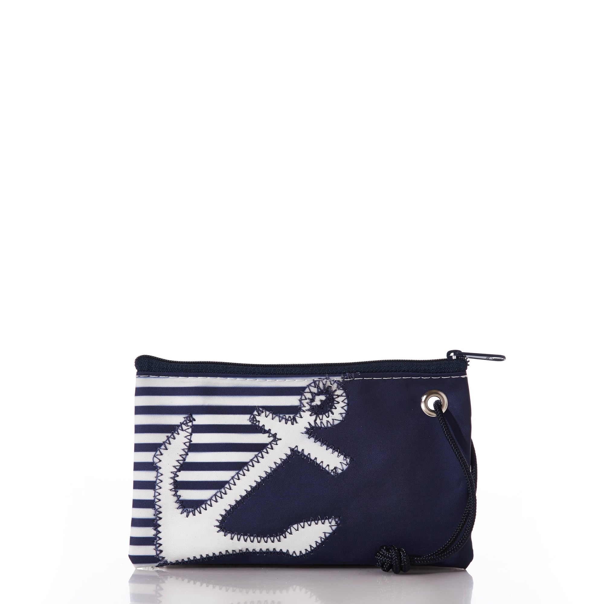 Breton Stripe White Anchor Wristlet