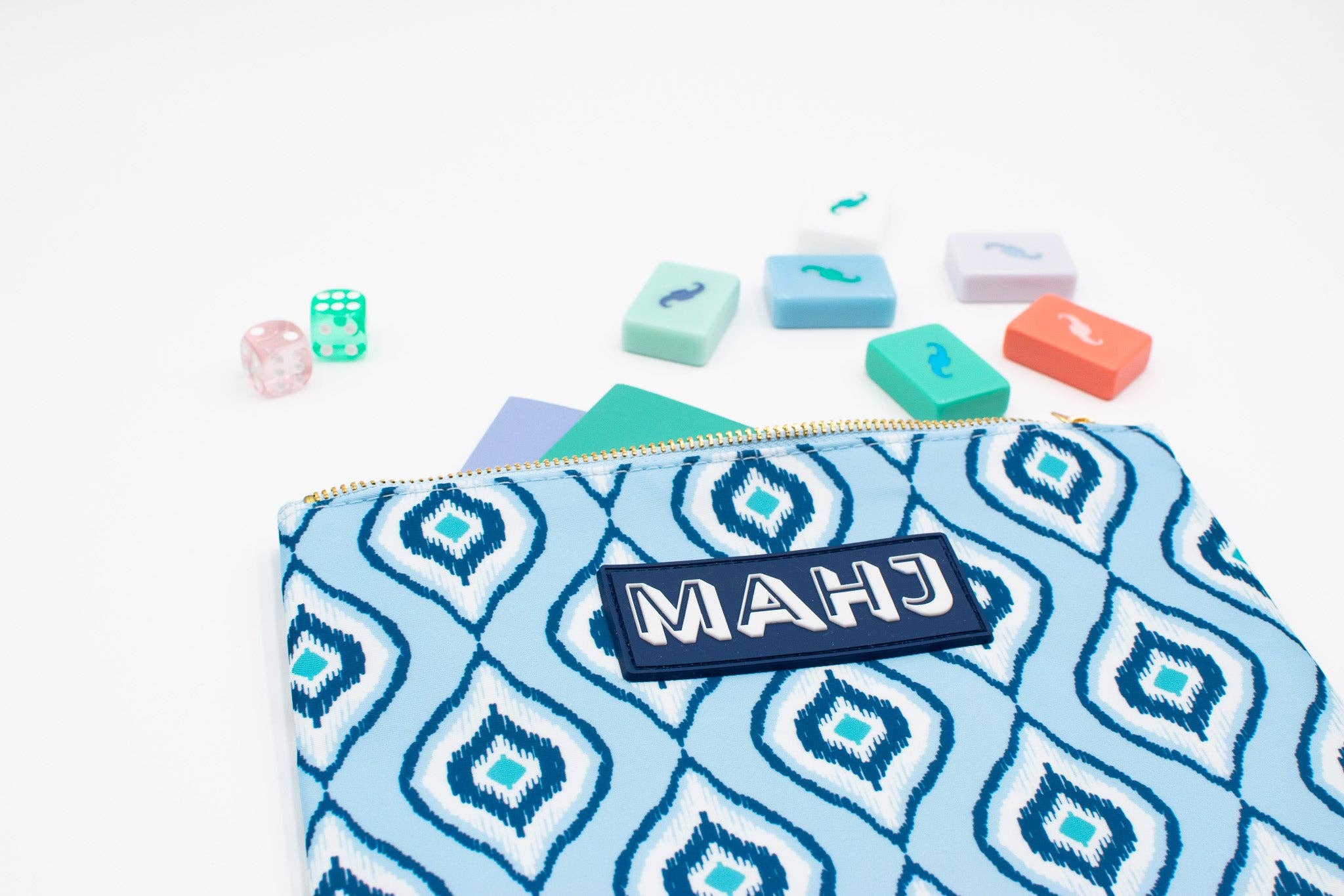 Mahjong Bag- IKat Blue