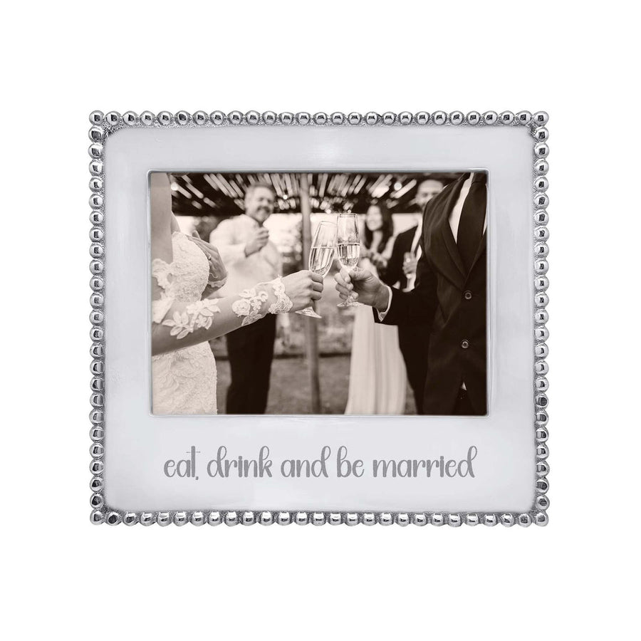 Mariposa Eat Drink and Be Married Beaded 5x7 Frame handcrafted from recycled aluminum with delicate beaded trim