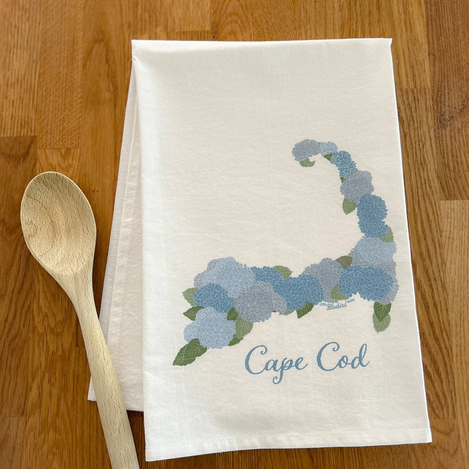 Cape Cod Hydrangea Map Tea Towel