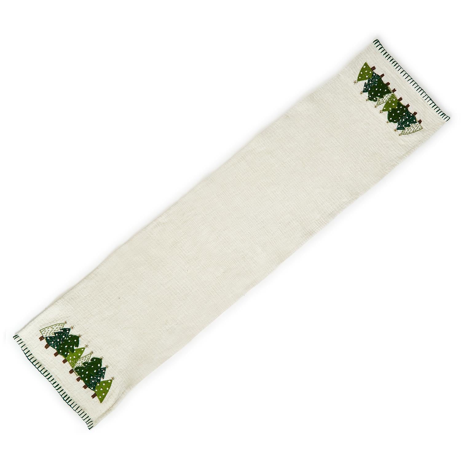 Forest Runner with Embroidered Trees