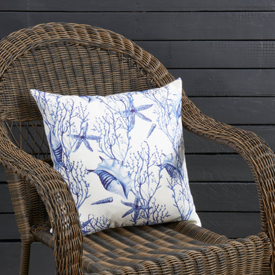 Coastal Seashell & Coral Outdoor Pillow