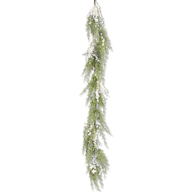 Decorate Your Home with the 59 " Snowy Cypress Pine Garland with Pearls
