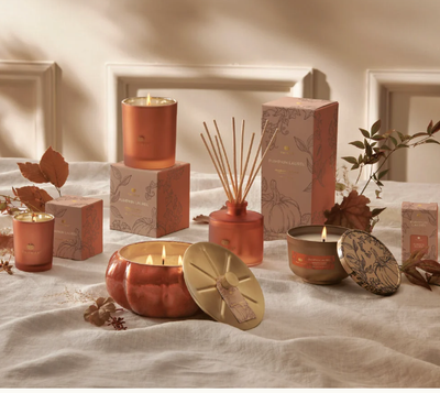 Fall into cozy nostalgia with Pumpkin Laurel Aromatic Candle