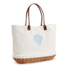 Basket Tote Bag with Embroidered Hydrangea and Magnetic Snap Closure