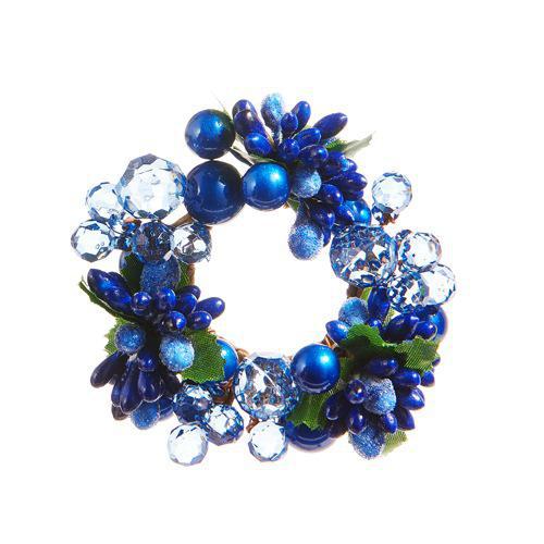 Blue Beaded/Crystal Candle Ring