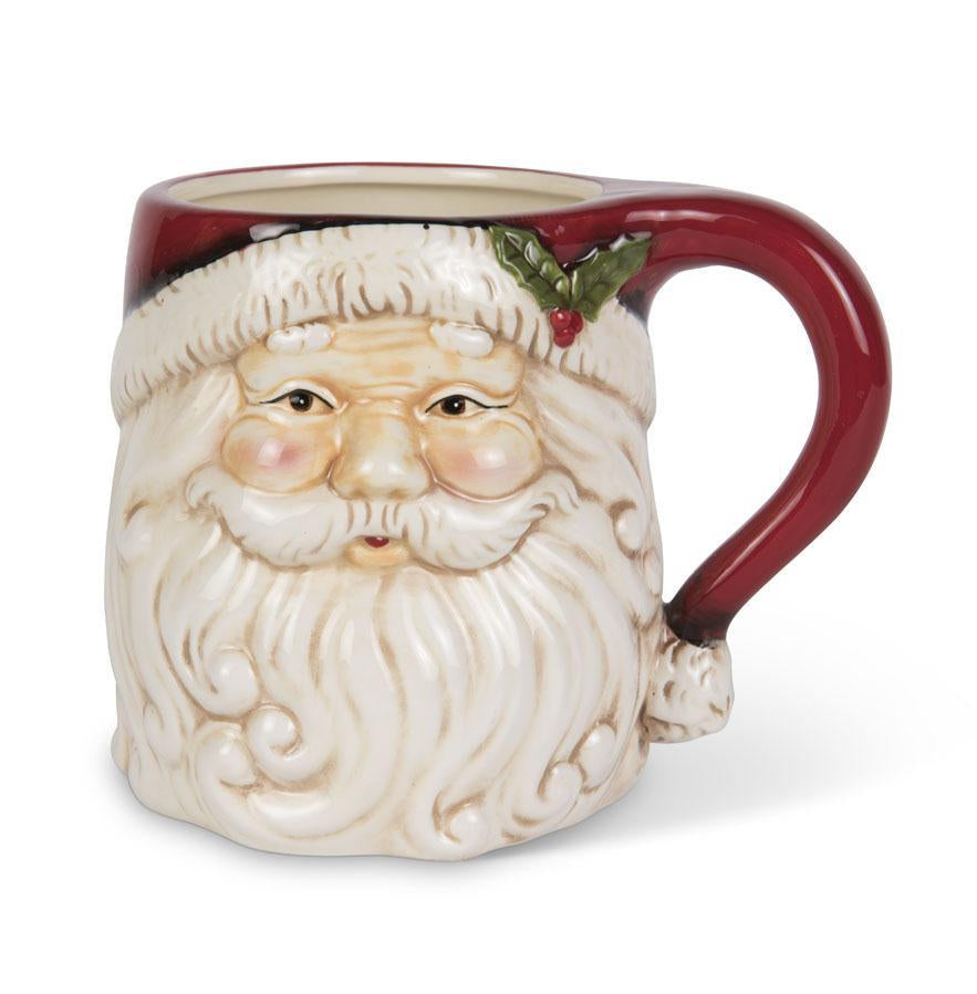 Santa Face Ceramic Mug w/Holly on Hat