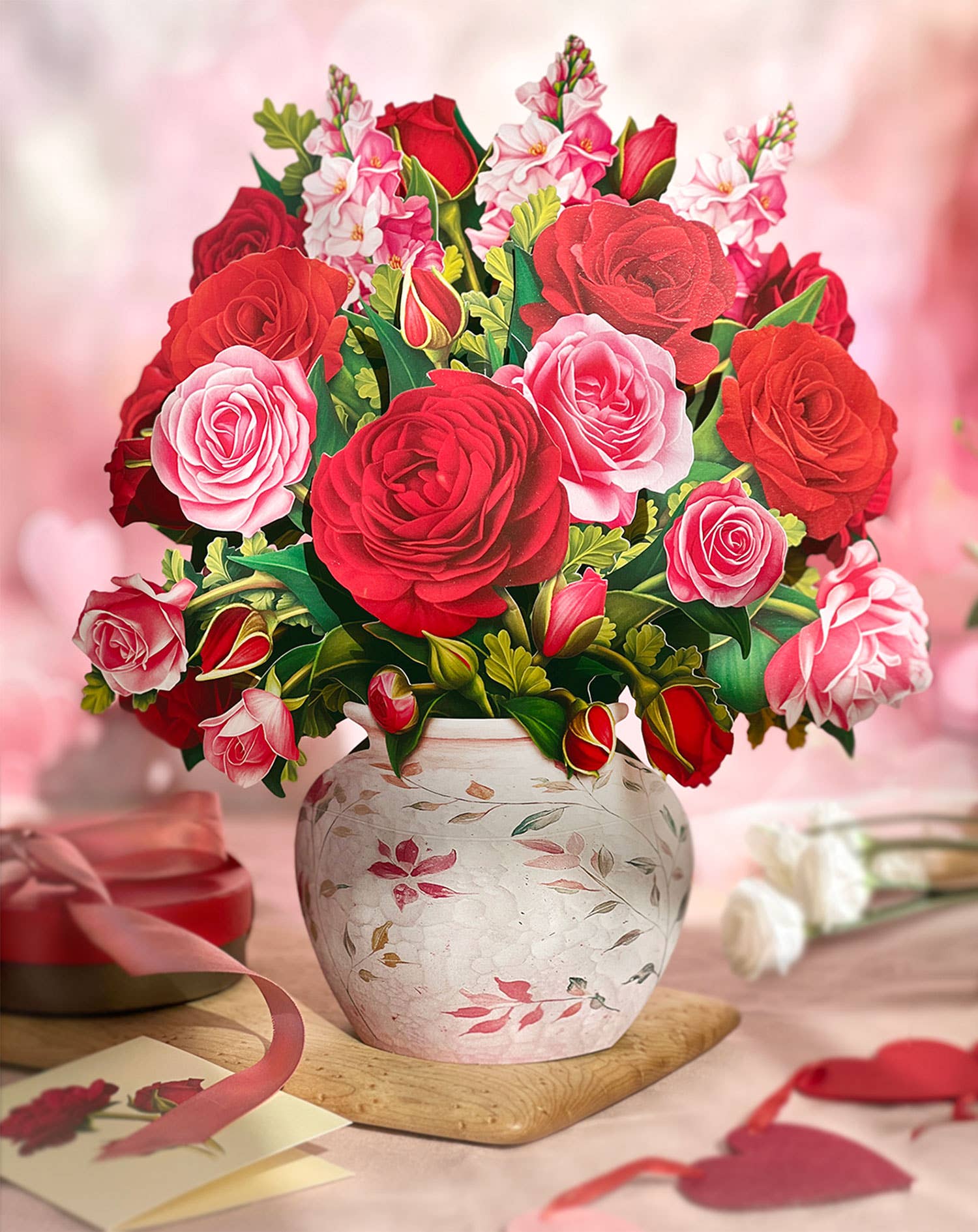 FreshCut Paper Blooming Roses Pop-Up Card 3D Bouquet Fabvilla