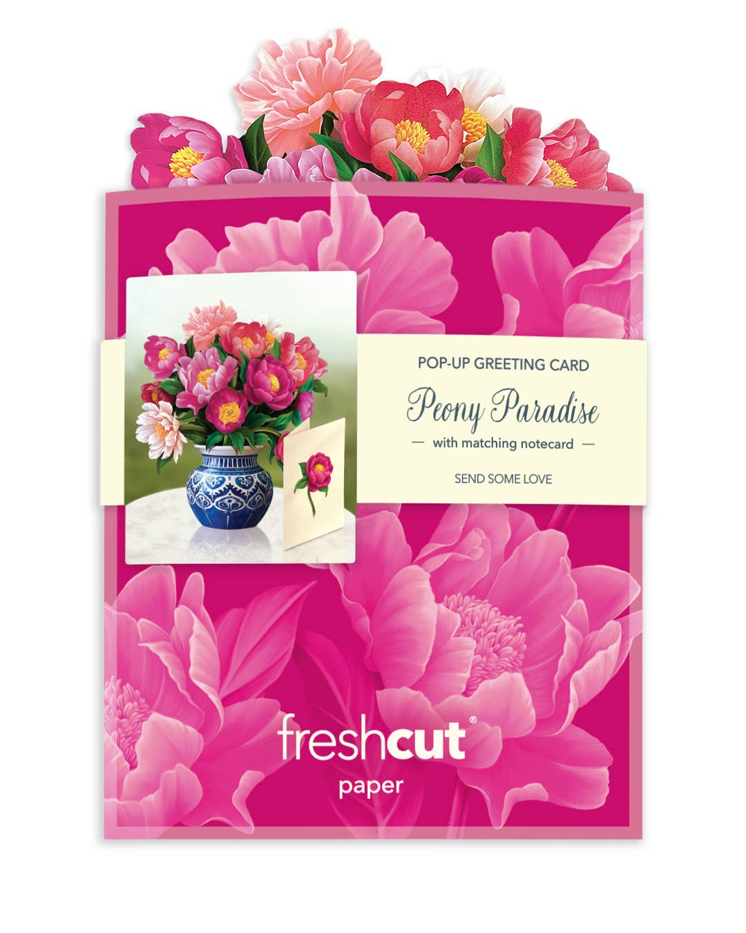 FreshCut Paper Mini Peony Pop-Up Card 3D Bouquet Fabvilla