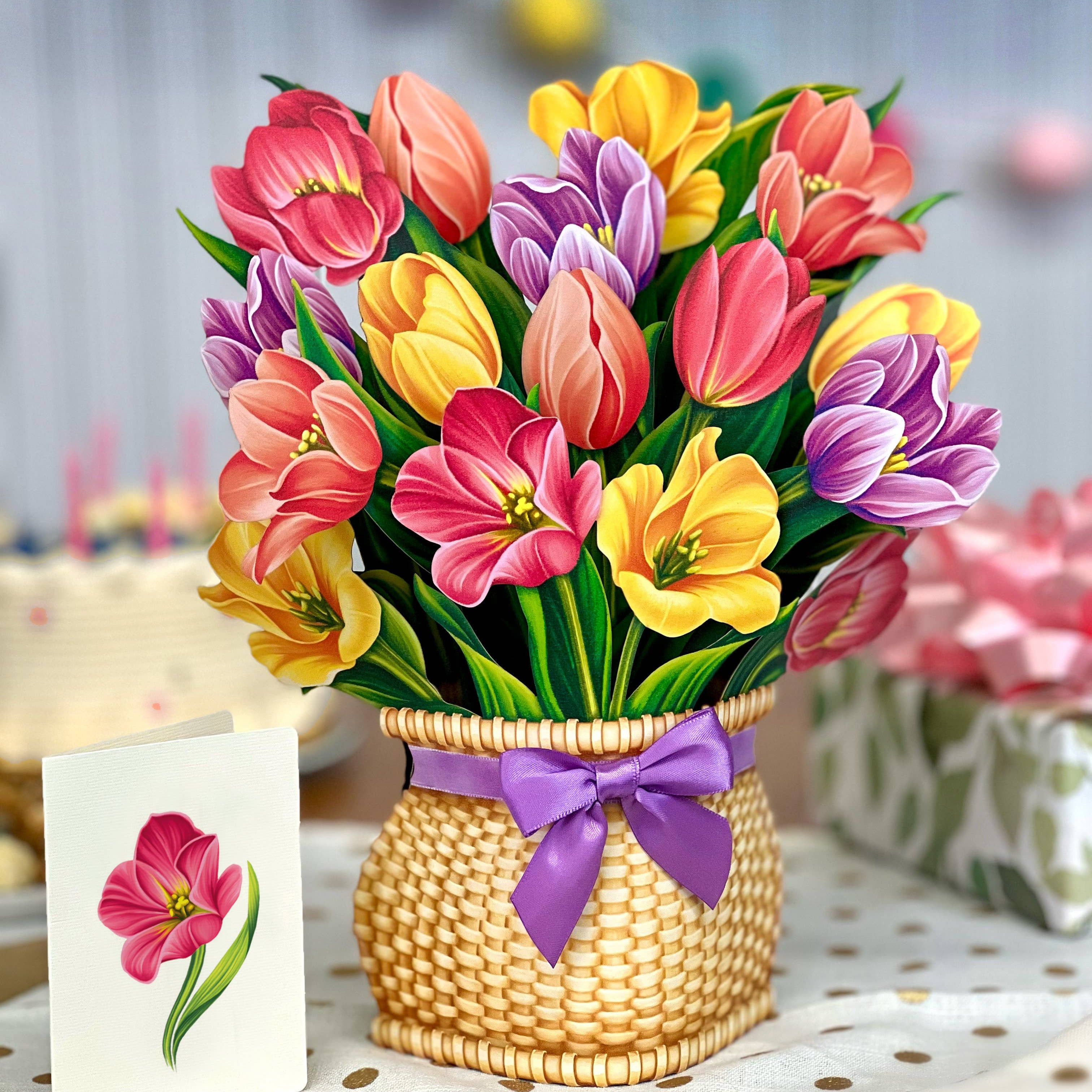 FreshCut Paper Tulips Pop-Up Card 3D Bouquet Card Fabvilla