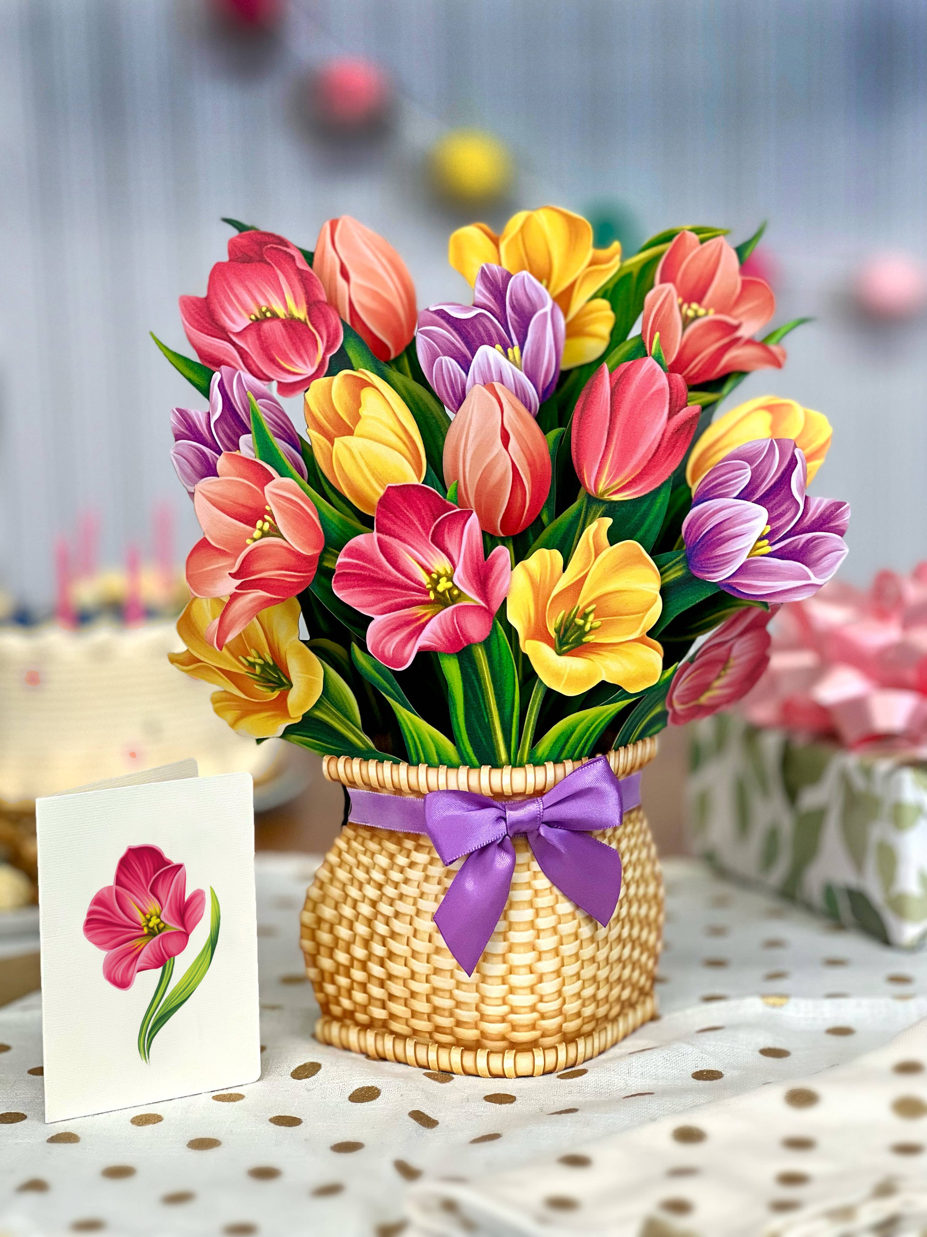 FreshCut Paper Tulips Pop-Up Card 3D Bouquet Card Fabvilla