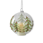 Christmas Tree & Red Rhinestone Glass LED Ornament