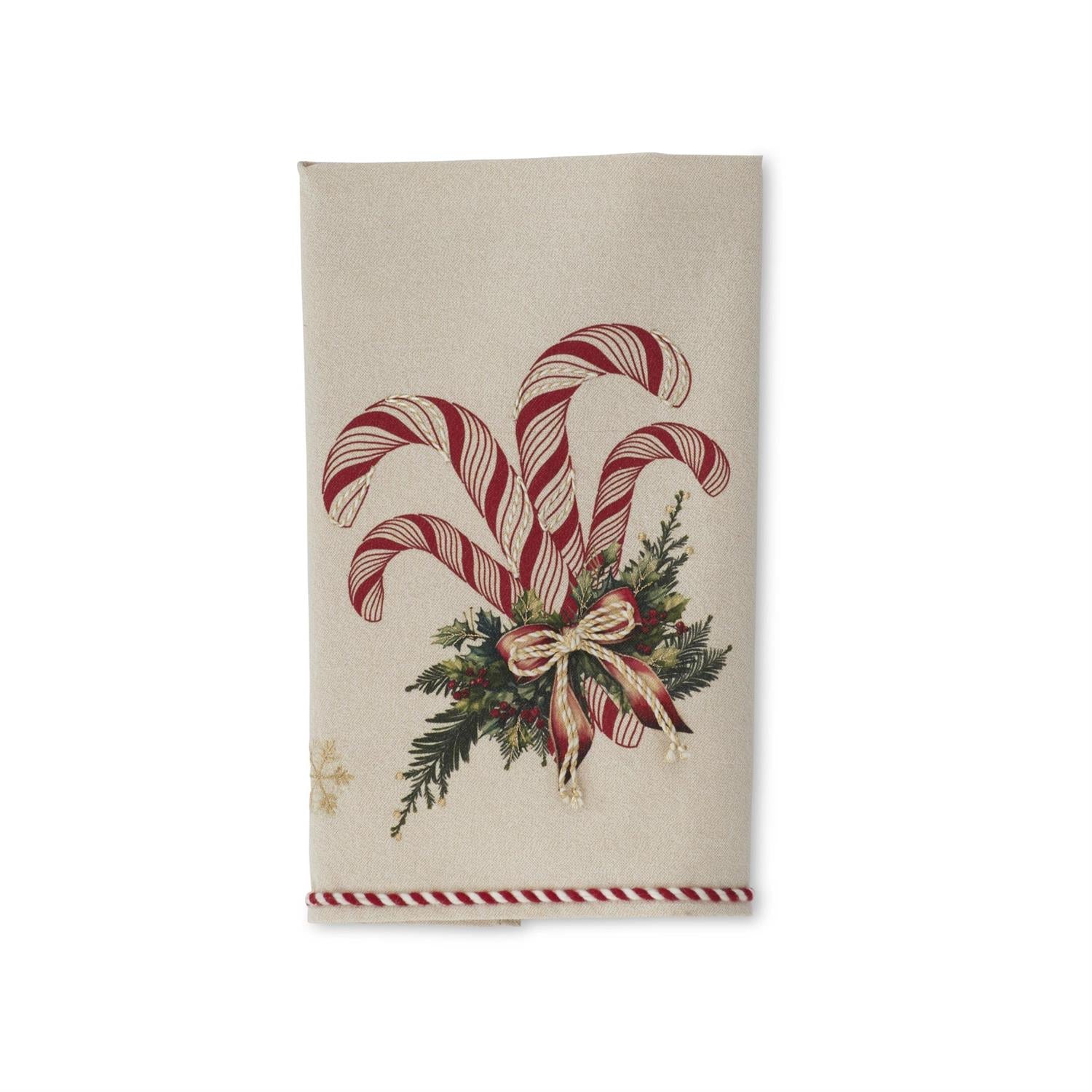 Cream & Gold Candy Cane Hand Towel