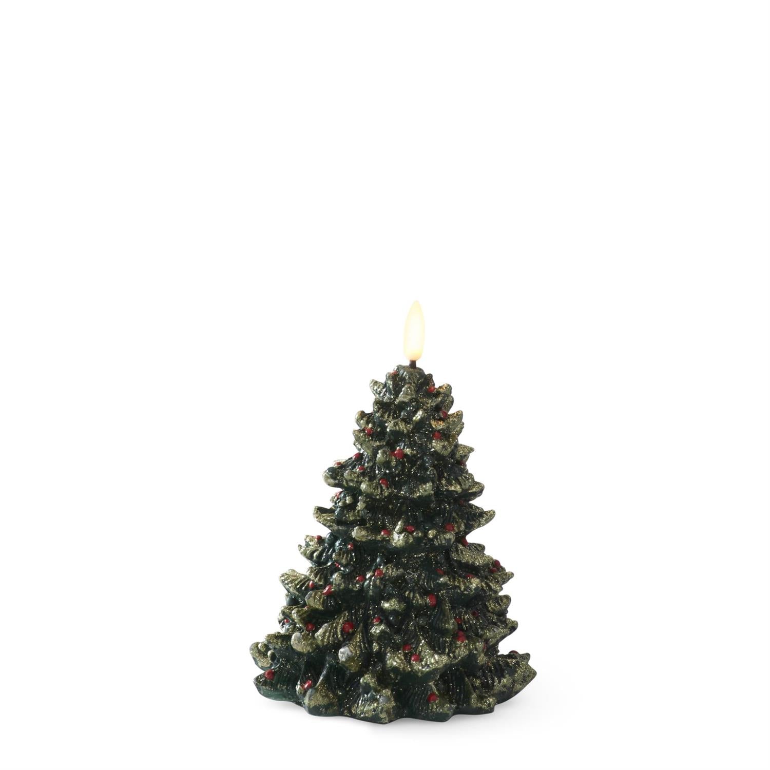 Green Resin LED Christmas Trees w/Red Ornaments