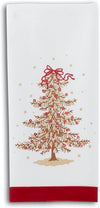 Cardinals & Trees Tea towel w/Sequins