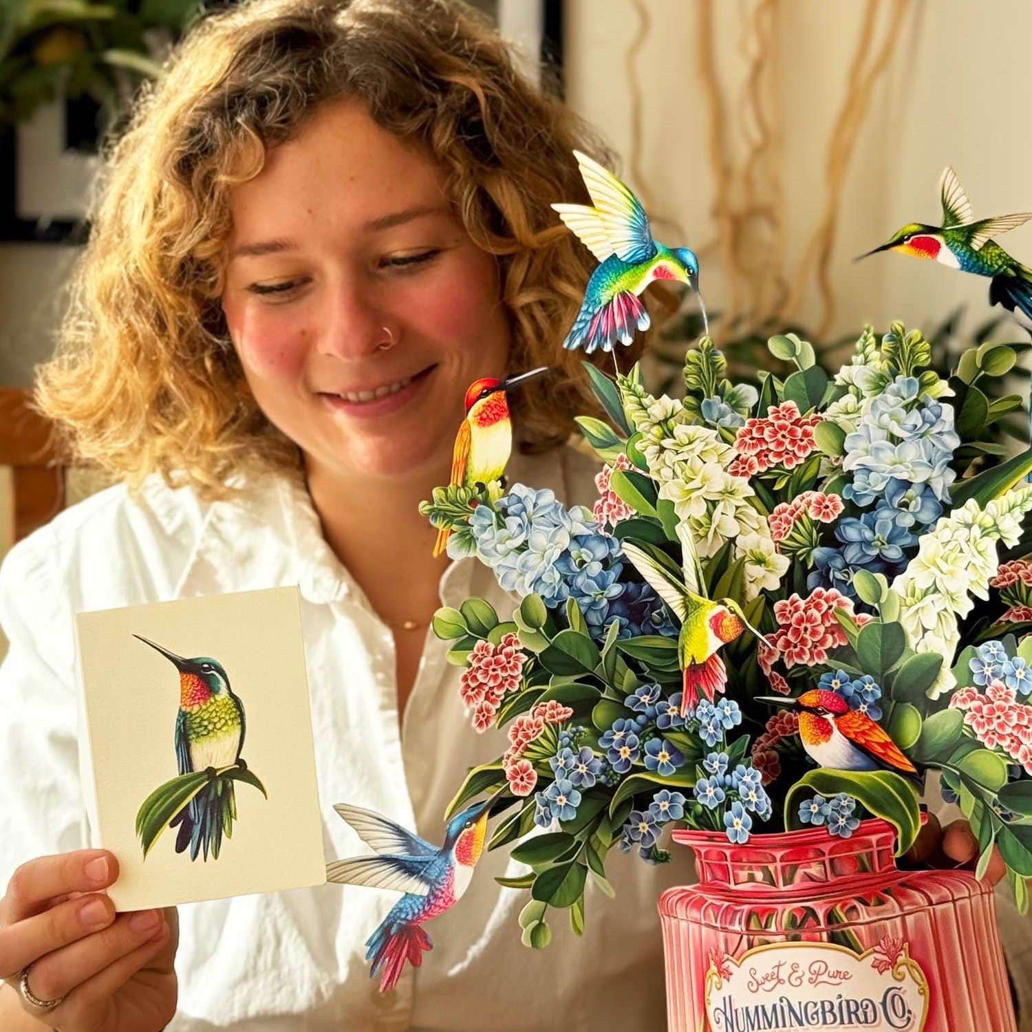 FreshCut Paper Hummingbird Oasis Pop-Up Card 3D Card Fabvilla