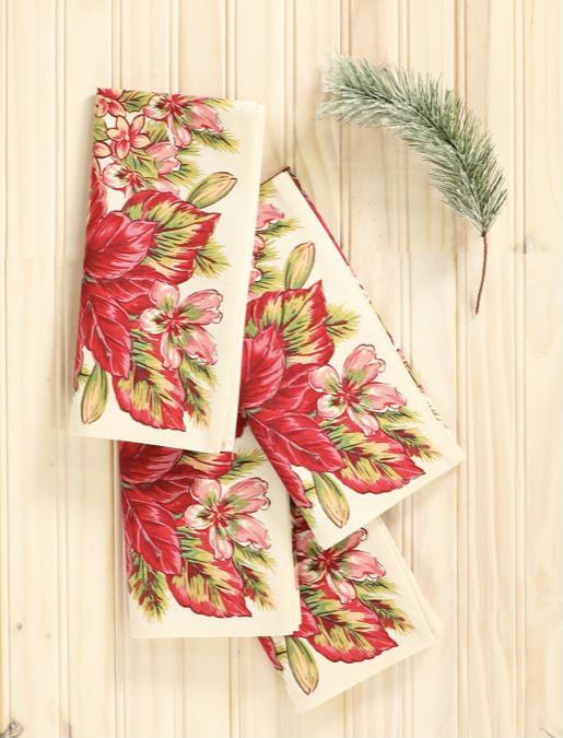 Poinsetta Napkins Set
