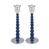 Blue Pearled Candlestick Set