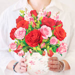 FreshCut Paper Blooming Roses Pop-Up Card 3D Bouquet Fabvilla