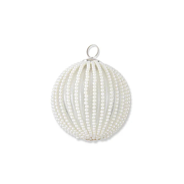 White Bead Glass Ornament- 4.75"