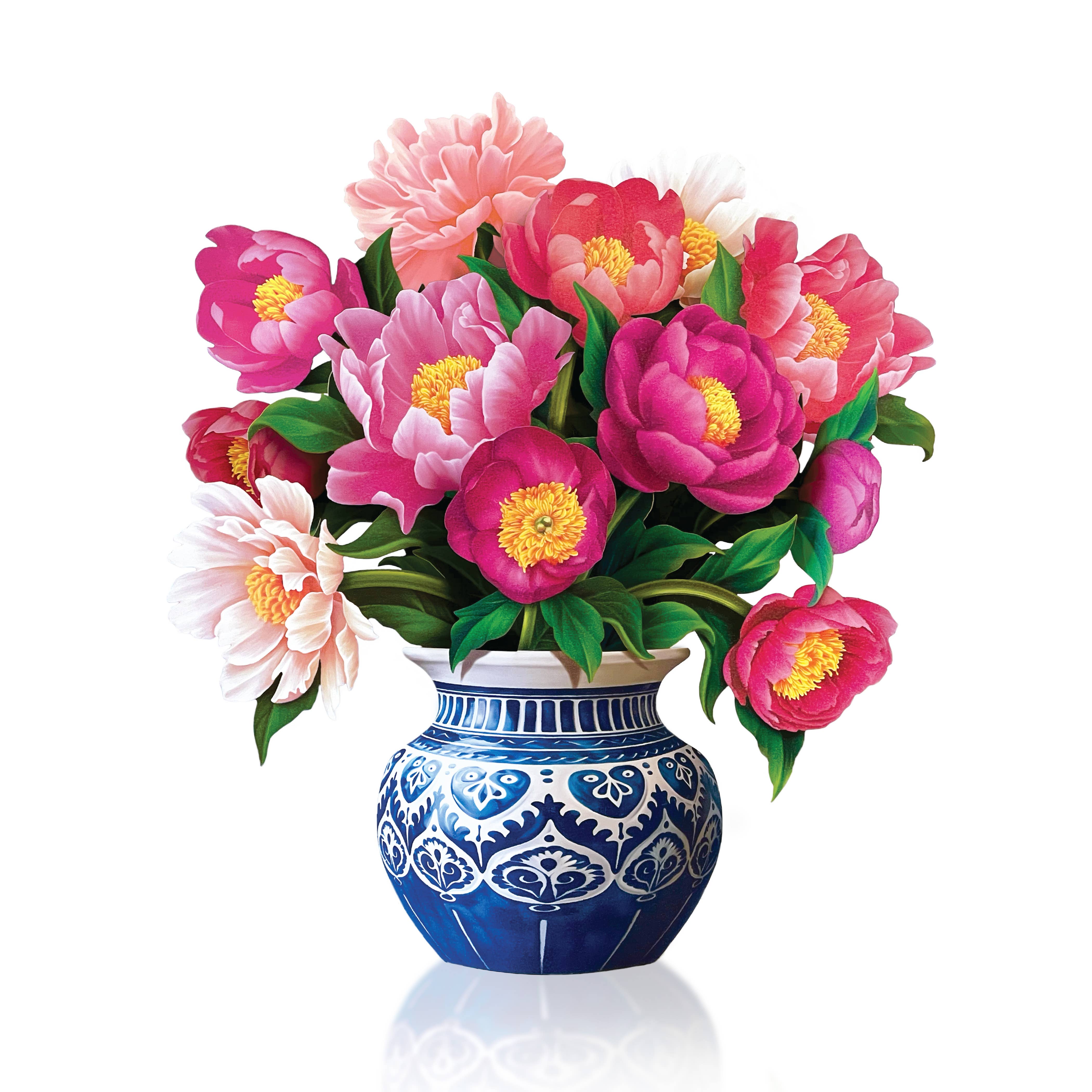 FreshCut Paper Mini Peony Pop-Up Card 3D Bouquet Fabvilla