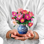FreshCut Paper Mini Peony Pop-Up Card 3D Bouquet Fabvilla
