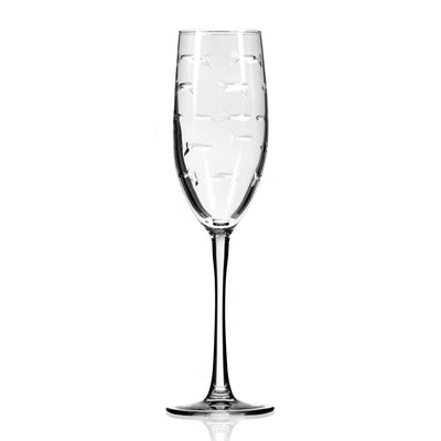 School of Fish Champagne Flute 8oz -Set of 4 Glasses