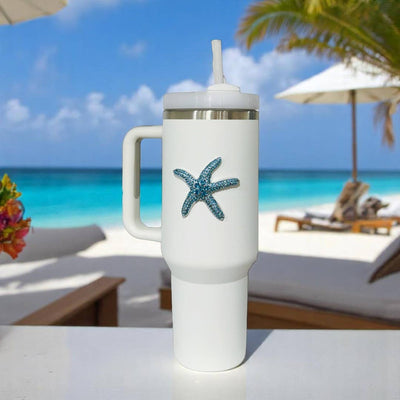 Jeweled Tumbler-40 oz -Blue Starfish