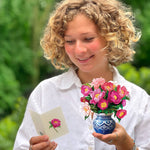FreshCut Paper Mini Peony Pop-Up Card 3D Bouquet Fabvilla