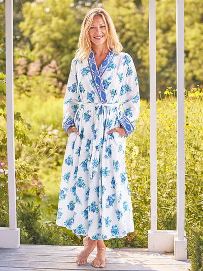 Maritime Bouquet Dressing Gown - Blue White