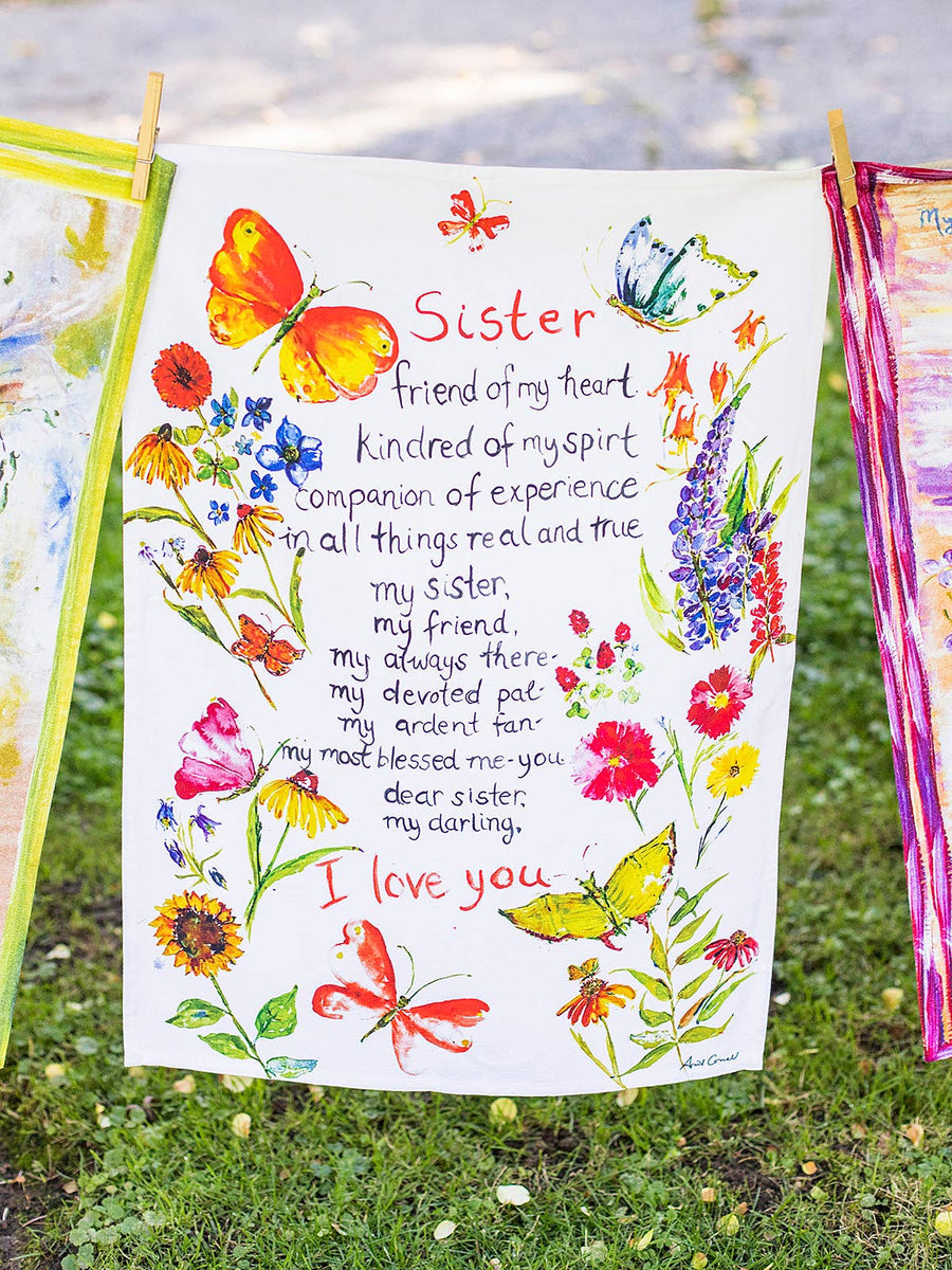 Sister Garden Watercolor Tea Towel